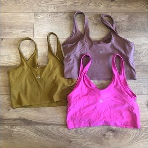 Lululemon align tank 3 pack sonic pink, spiced chai, gold spice